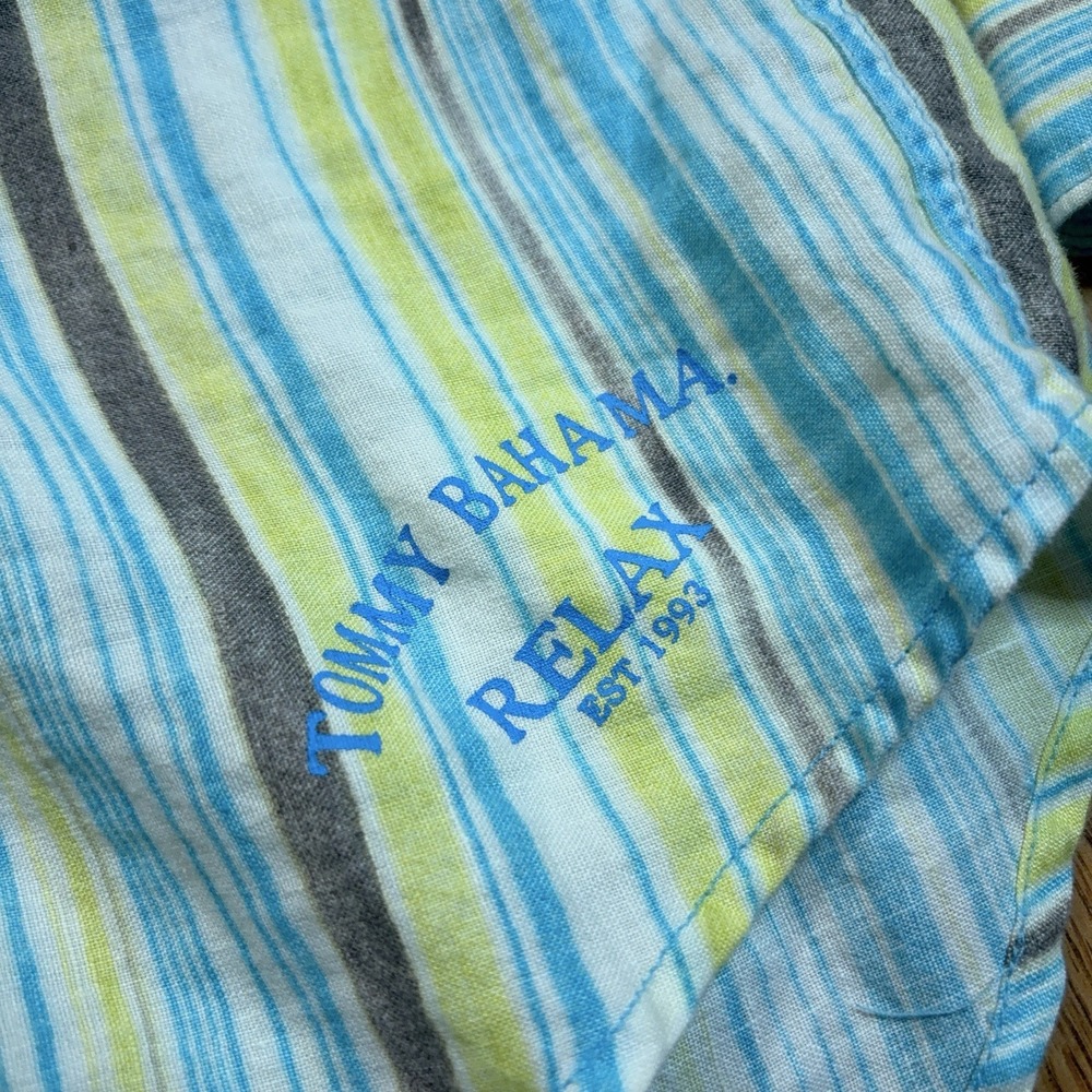 Tommy‎ Bahama Shirt Mens Large Relax 100% Linen Button Up Striped Summer Casual - Picture 3 of 8